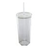 20-Ounce Clear Plastic Tumbler with Screw-Top Lid and Straw – BPA-Free, Durable, Easy-Sip Design for On-the-Go Hydration