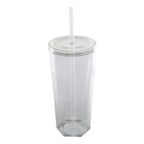 20-Ounce Clear Plastic Tumbler with Screw-Top Lid and Straw – BPA-Free, Durable, Easy-Sip Design for On-the-Go Hydration