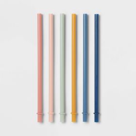 Kids' 6pc Plastic Rainbow Tumbler Straws: Dishwasher-Safe, Reusable for Cold Beverages