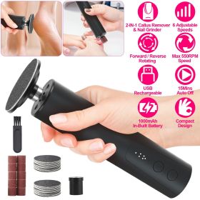 Electric Foot Callus Remover 2 in 1 Rechargeable Foot File Nail Grinder Dead Skin Pedicure Tool Machine with 2 Grinding Heads Total 30Pcs Replaceable