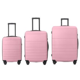 Luggage Sets ABS Hardshell 3pcs Luggage, Lightweight Durable Suitcase sets Spinner Wheels Suitcase with TSA Lock 20''24''28'' Available(Pink)