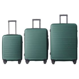 Luggage Sets ABS Hardshell 3pcs Luggage, Lightweight Durable Suitcase sets Spinner Wheels Suitcase with TSA Lock 20''24''28'' Available(Dark Green)