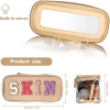 Portable Chenille Letter Clear Preppy Makeup Zipper Bag Waterproof Foldable Organizer Travel Storage Purse For Vacation Travel, Bathroom-Khaki