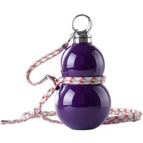 Gourd Shape Insulated Tumbler with Straw 520ml Travel thermos purple