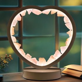 Natural Crystal Night Lamp Heart Shape Bedroom Bedside Sleep Night Light Healing Crystal Gemstone Rose Quartz Light Tri-Color Ambient Light USB Powere
