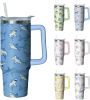 30 oz Shark Tumbler with Handle and Straw, Insulated Stainless Steel Cup with Lid, Travel Coffee Mug Water Bottle, Gifts for Woman