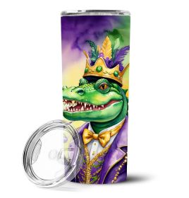 Alligator King of Mardi Gras Stainless Steel Skinny Tumbler Vacuum Double Walled Reusable Insulated Tumbler Travel Cup for Coffee Cocktails Gift with