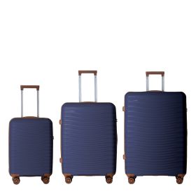 3-Piece Luggage Sets (20", 24", 28"), Suitcase with Wheels, Hardside Suitcase With Four Spinner Wheels and Scratch-Resistant Surface, Navy Blue