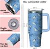 30 oz Shark Tumbler with Handle and Straw, Insulated Stainless Steel Cup with Lid, Travel Coffee Mug Water Bottle, Gifts for Woman