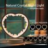 Natural Crystal Night Lamp Heart Shape Bedroom Bedside Sleep Night Light Healing Crystal Gemstone Rose Quartz Light Tri-Color Ambient Light USB Powere