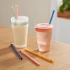 Kids' 6pc Plastic Rainbow Tumbler Straws: Dishwasher-Safe, Reusable for Cold Beverages