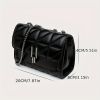 Ladies' sewn crossbody bag, vintage metal chain shoulder handbag, soft PU leather flip lock mini commuting bag