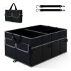 13 Gallon Car Trunk Organizer - 3 Compartments+6 Pockets, 600D Oxford Fabric, Non-Slip Base, Black
