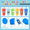 12 Pcs Transportation Themed Tumbler with Lid and Straw 24 oz Reusable Plastic Travel Cup Transportation Birthday Party Supplies for Party Hot and Col