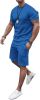 Men's 2 Piece Short Sets Outfits Round Collar Suit Solid Color Casual Track Suits