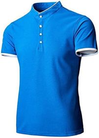 Men's Casual Colorblock Shirts Fashion Slim Fit T-Shirts Polo Shirts Short Sleeve Sports Shirts (Specification: Blue-L)
