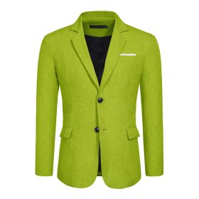 Men's Casual Blazer Jacket 2 Button Lightweight Jackets (Color: dark green, size: L)