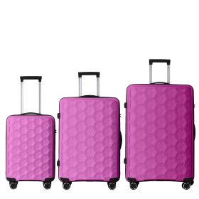 3-Piece Luggage Set Travel Lightweight Suitcases with Rolling Wheels, TSA lock & Moulded Corner, Carry on Luggages for Business, Trip, (20"/24"/28") (Main Material: Polypropylene, Main Color: Pink)