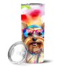 Yorkshire Terrier Hippie Dawg Stainless Steel Skinny Tumbler Vacuum Double Walled Reusable Insulated Tumbler Travel Cup for Coffee Cocktails Gift with