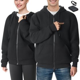 Heated Hoodie, Unisex Heated Sweatshirt with Battery Pack 7.4V, Zip Up Electric Jacket with 5 Heating Zones for Men & Women (Clothing Size: Size S, Clothing Type: Zip-Up Hoodie)