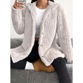 Hooded Loose Plush Coat Women's Regular Sleeve (Option: Apricot-S)