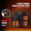 Heated Hoodie, Unisex Heated Sweatshirt with Battery Pack 7.4V, Zip Up Electric Jacket with 5 Heating Zones for Men & Women