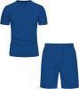 Men's 2 Piece Short Sets Outfits Round Collar Suit Solid Color Casual Track Suits
