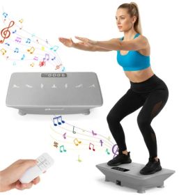 Gray Full Body Vibration Plate Exercise Machine, 10 Adjustable Speed Levels With Remote Control & Music Function, 440LBS Weight Capacity (Option: Defaulttitle)